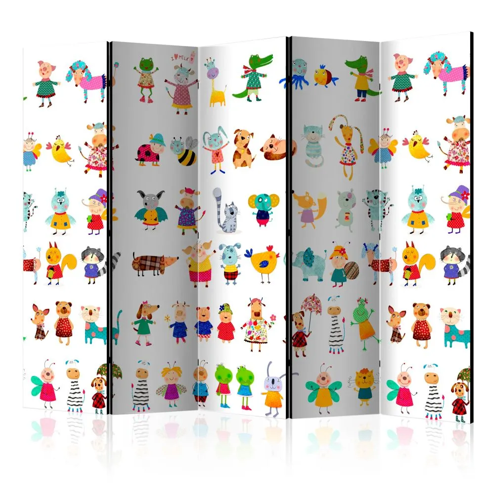 Parawan akustyczny Dla dzieci 225x172 cm 5-częściowy wielokolorowy | MIRAT.