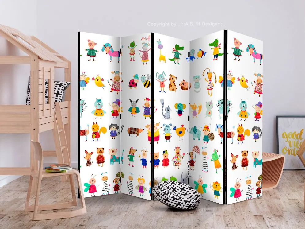 Parawan akustyczny Dla dzieci 225x172 cm 5-częściowy wielokolorowy | MIRAT.