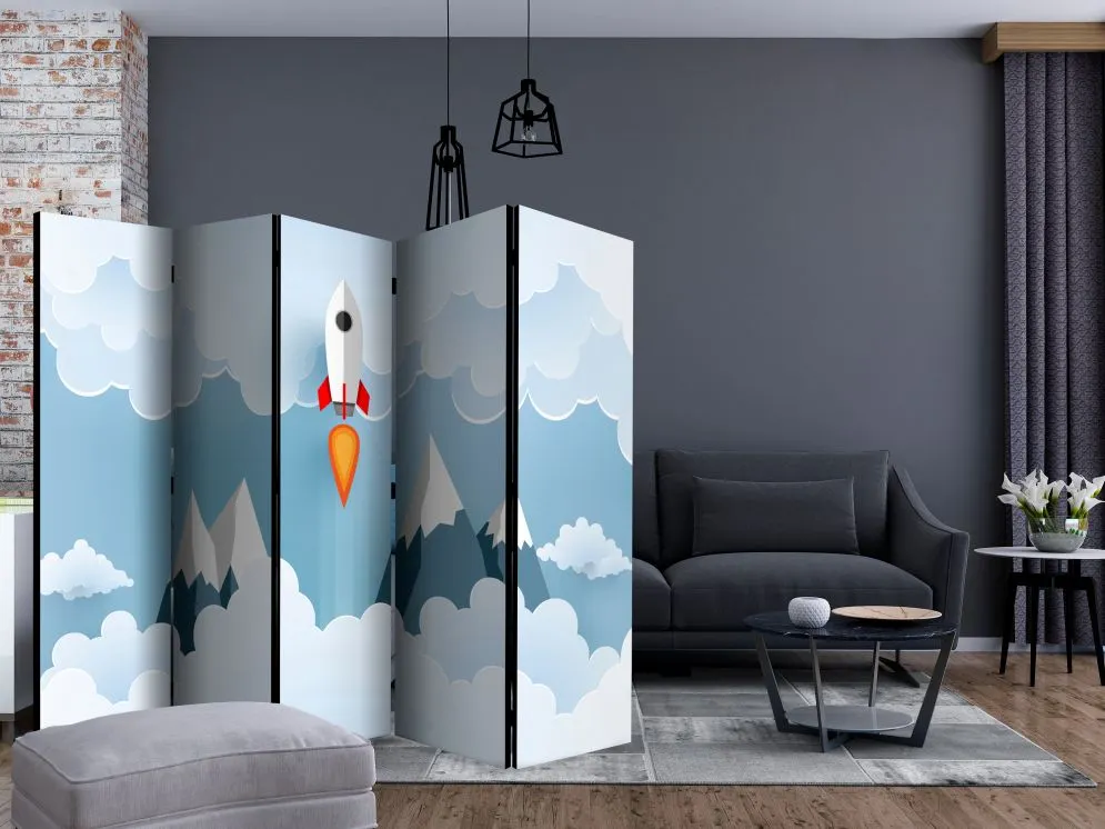 Parawan dwustronny Dla dzieci 225x172 cm 5-częściowy biały | MIRAT.