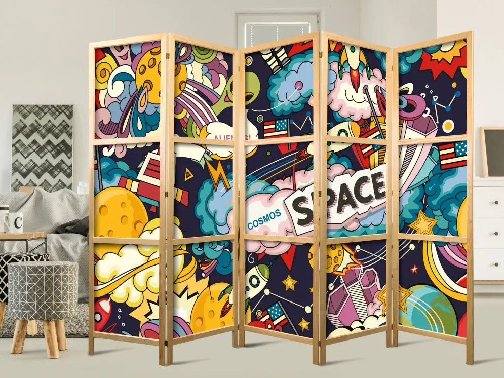 Parawan japoński Dla dzieci 225x172 cm 5-częściowy wielokolorowy | MIRAT.