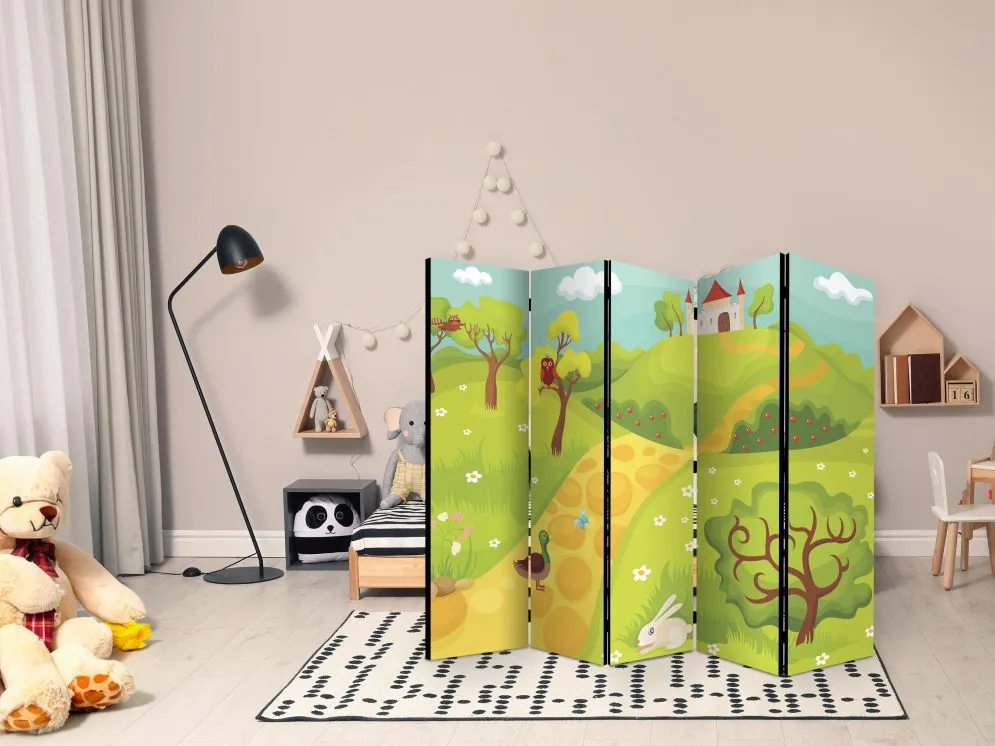 Parawan jednostronny Dla dzieci 225x172 cm 5-częściowy żółty | MIRAT.