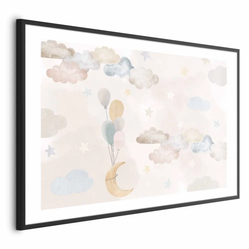 Plakat Bajkowe niebo 60x40 cm z ramą czarną z marginesem | MIRAT.