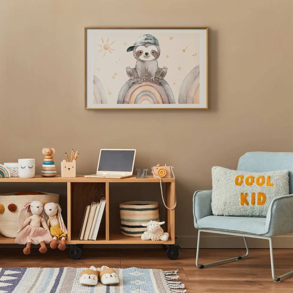 Plakat Pośród gwiazdek i tęcz 90x60 cm z ramą złotą z marginesem | MIRAT.