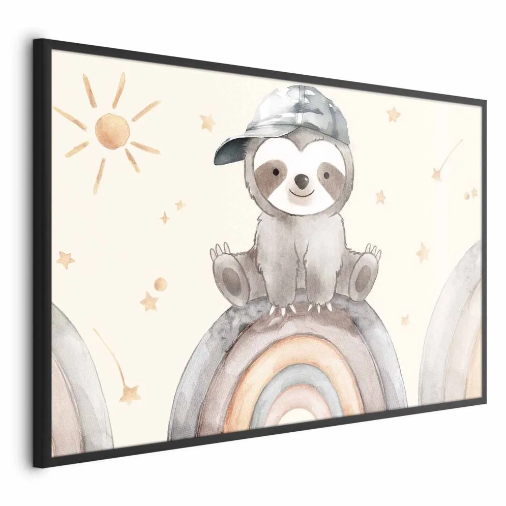 Plakat Pośród gwiazdek i tęcz 60x40 cm z ramą czarną bez marginesu | MIRAT.