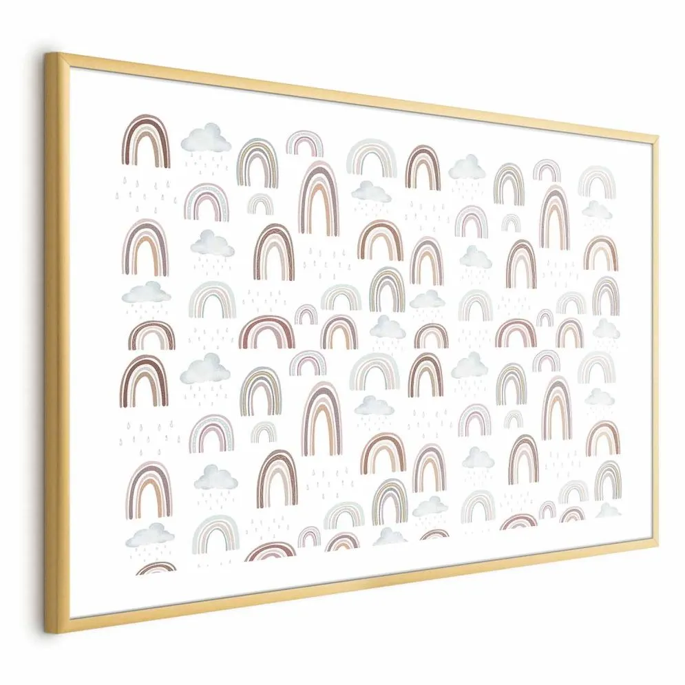 Plakat Tęcza po deszczu 60x40 cm z ramą złotą z marginesem | MIRAT.