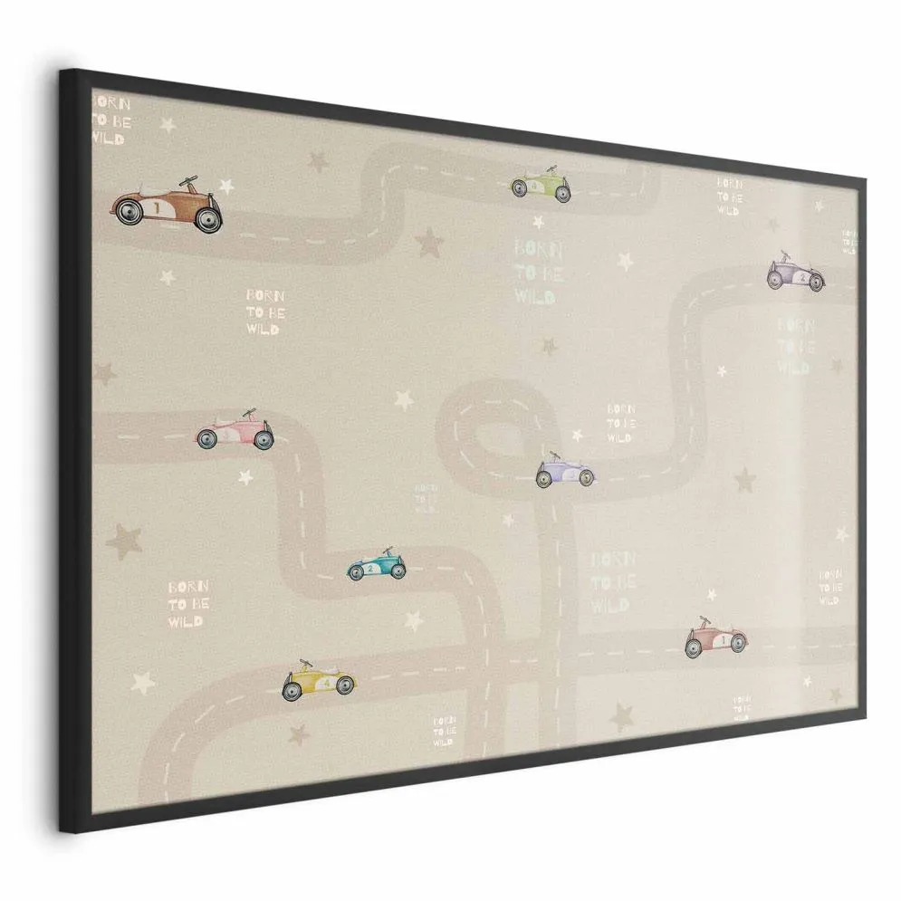 Plakat Wyścigowe autka 60x40 cm z ramą czarną bez marginesu | MIRAT.