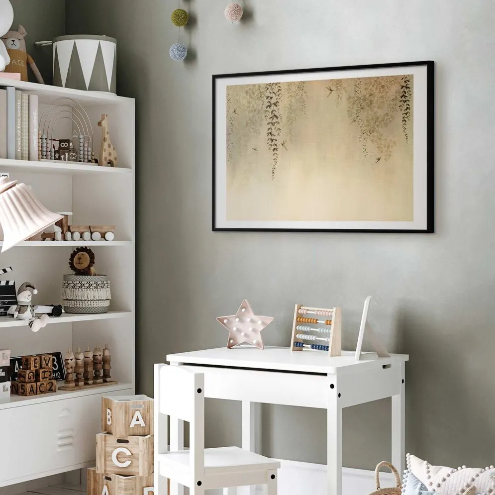 Plakat Beżowe koliberki 90x60 cm z ramą czarną z marginesem | MIRAT.