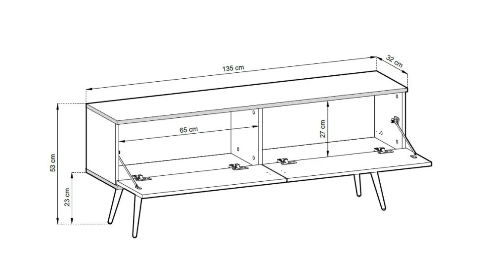 Szafka RTV KARL 135cm wisząca/stojąca szary mat push to open I sklep meblowy MIRAT. styl GLAMOUR