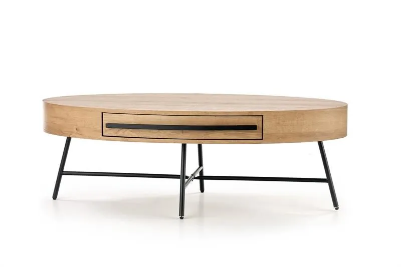 Stolik kawowy CAROLINA 120x60 dąb/czarna do salonu w stylu industrialnym | MIRAT. styl LOFT