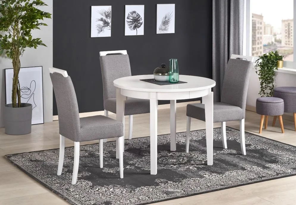 Biały stół SORBUS 100(200)x100 okrągły | MIRAT. w stylu kolekcja SORBUS