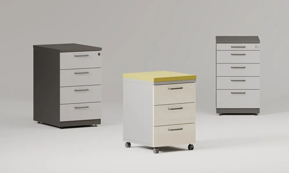 Kontenerek biurowy EASY SPACE MOB PB 4S akacjowy na kółkach I sklep meblowy MIRAT. styl SKANDYNAWSKI