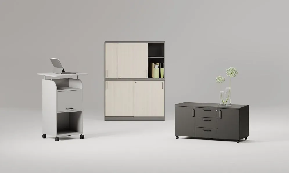 Szafka biurowa przesuwna EASY SPACE CABINET S 3-OH 100cm akacjowa zamykana I sklep meblowy MIRAT.