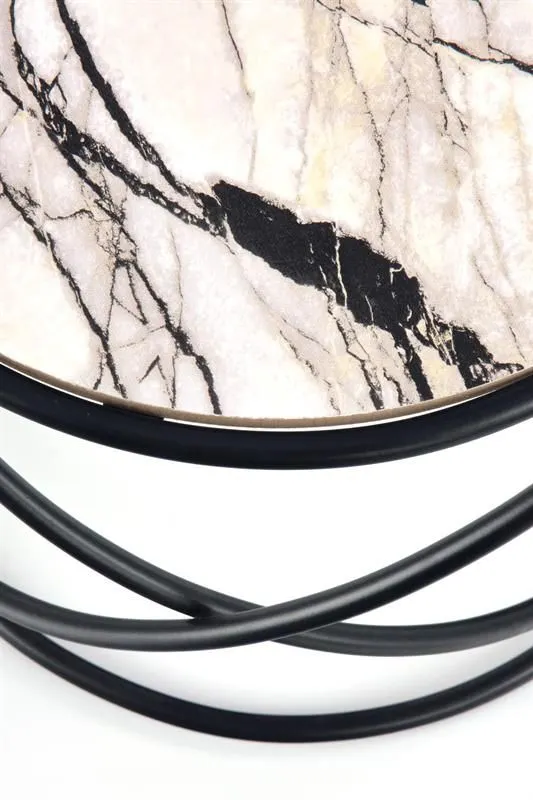 Zestaw 2 stolików kawowych SUSANNA okrągłych z marmurowym blatem | MIRAT. styl GLAMOUR