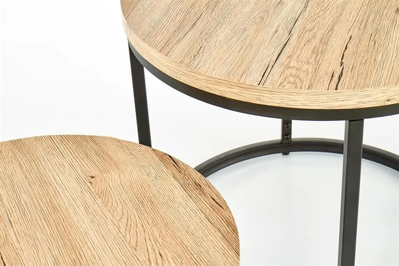 Zestaw 2 stolików OREO dąb san remo w stylu loft | MIRAT. styl LOFT