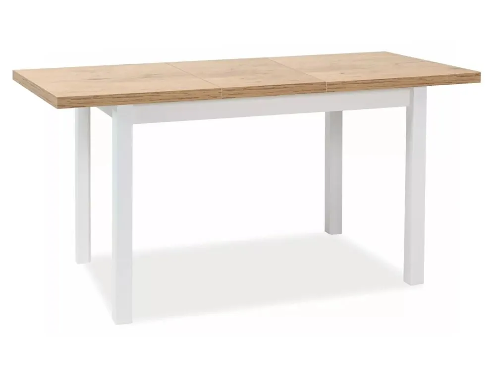 Stół z rozsuwanym blatem ADAM 120-160x68 dąb lancelot / biały mat | MIRAT