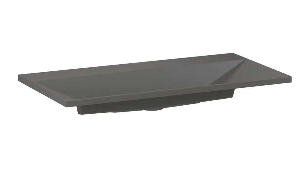 Umywalka wpuszczana kwarcowa EDGE 90 cm beton mat bez otworu na baterię | MIRAT