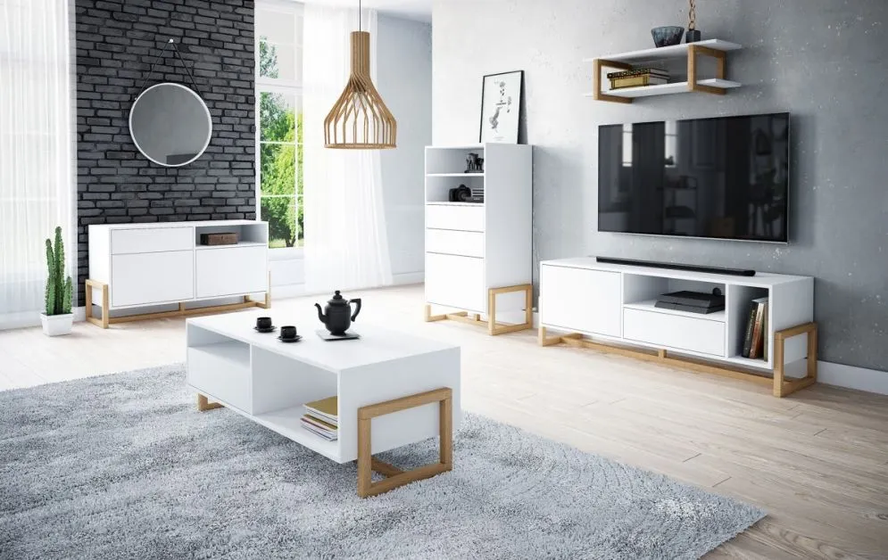 Komoda niska OSLO 2D1S 120cm biały mat w stylu skandynawskim | sklep MIRAT styl SKANDYNAWSKI kolekcja wm-oslo