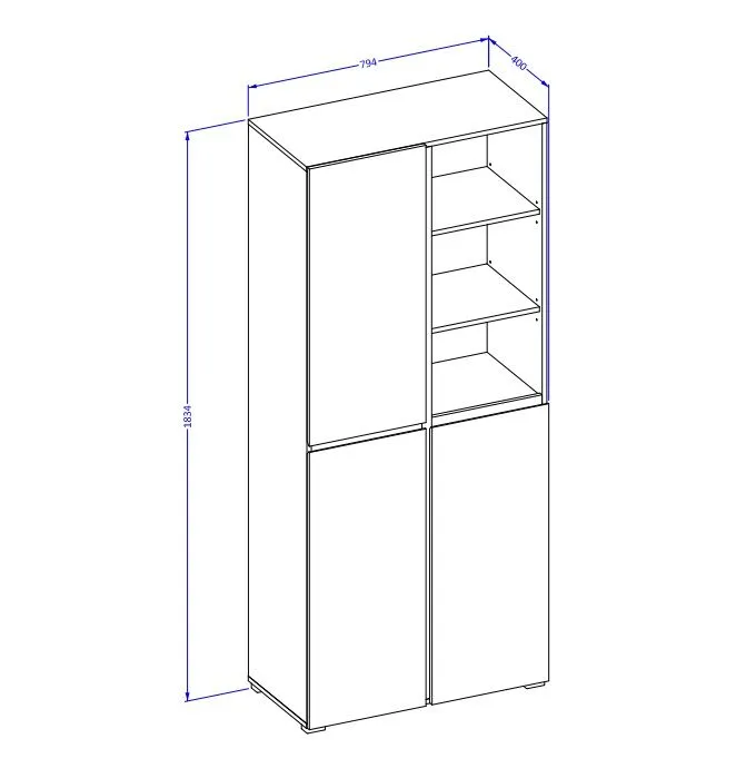 Szafa CROSS 3D 80cm congo/czarna z półkami dwudrzwiowa I sklep meblowy MIRAT. kolekcja HV-CROSS