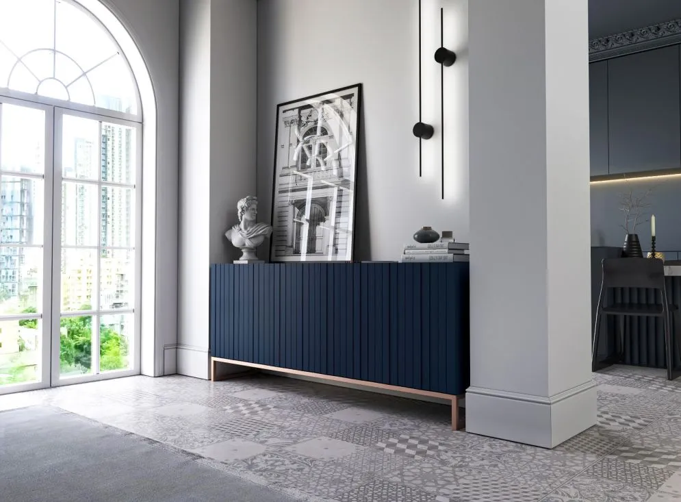 Komoda TAL 3D 168 granatowa mat MEBLE LINDNER | MIRAT. w stylu GLAMOUR, LOFT kolekcja TAL