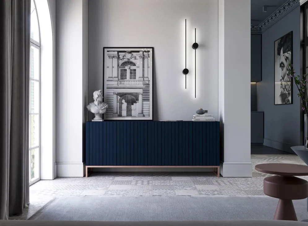 Komoda TAL 3D 168 granatowa mat MEBLE LINDNER | MIRAT. w stylu GLAMOUR, LOFT kolekcja TAL
