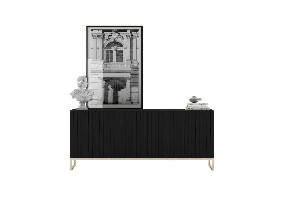Komoda TAL 3D 168 czarna mat MEBLE LINDNER | MIRAT. w stylu GLAMOUR, LOFT kolekcja TAL
