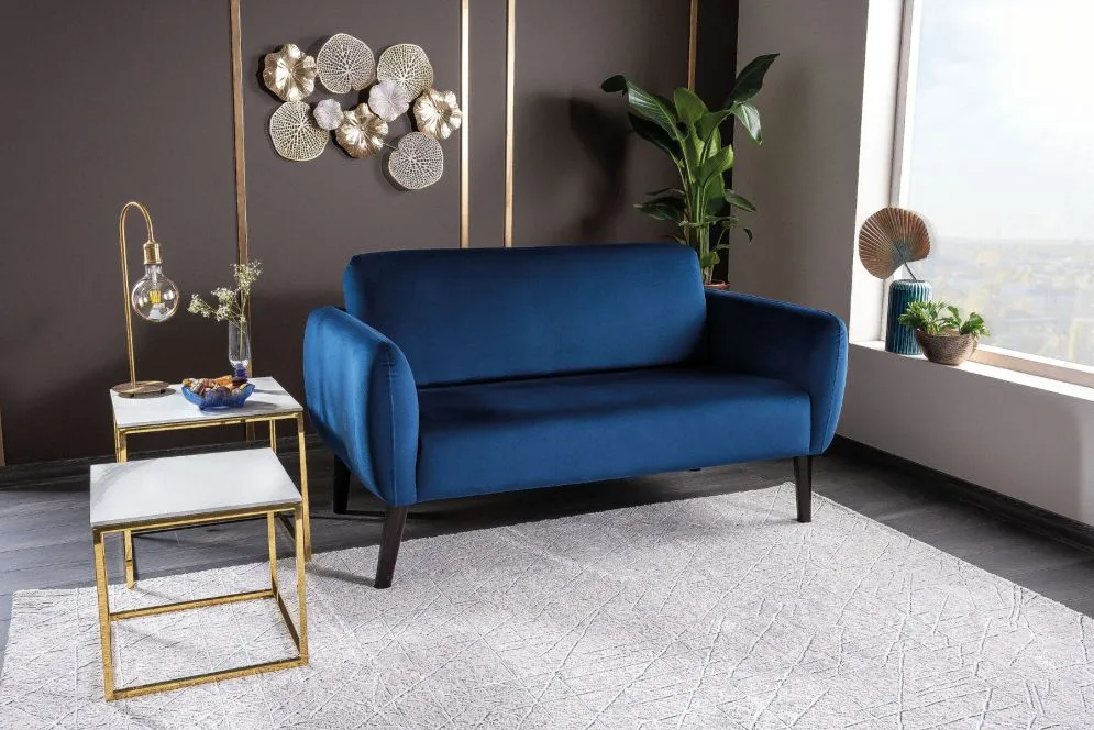 Sofa ELSA VELVET granatowa dwuosobowa nierozkładana do salonu | MIRAT. w stylu GLAMOUR kolekcja