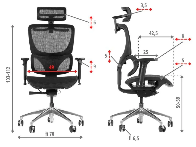 Fotel biurowy ERGONEW S1A czarny siatka z wysuwem siedziska I sklep meblowy MIRAT.