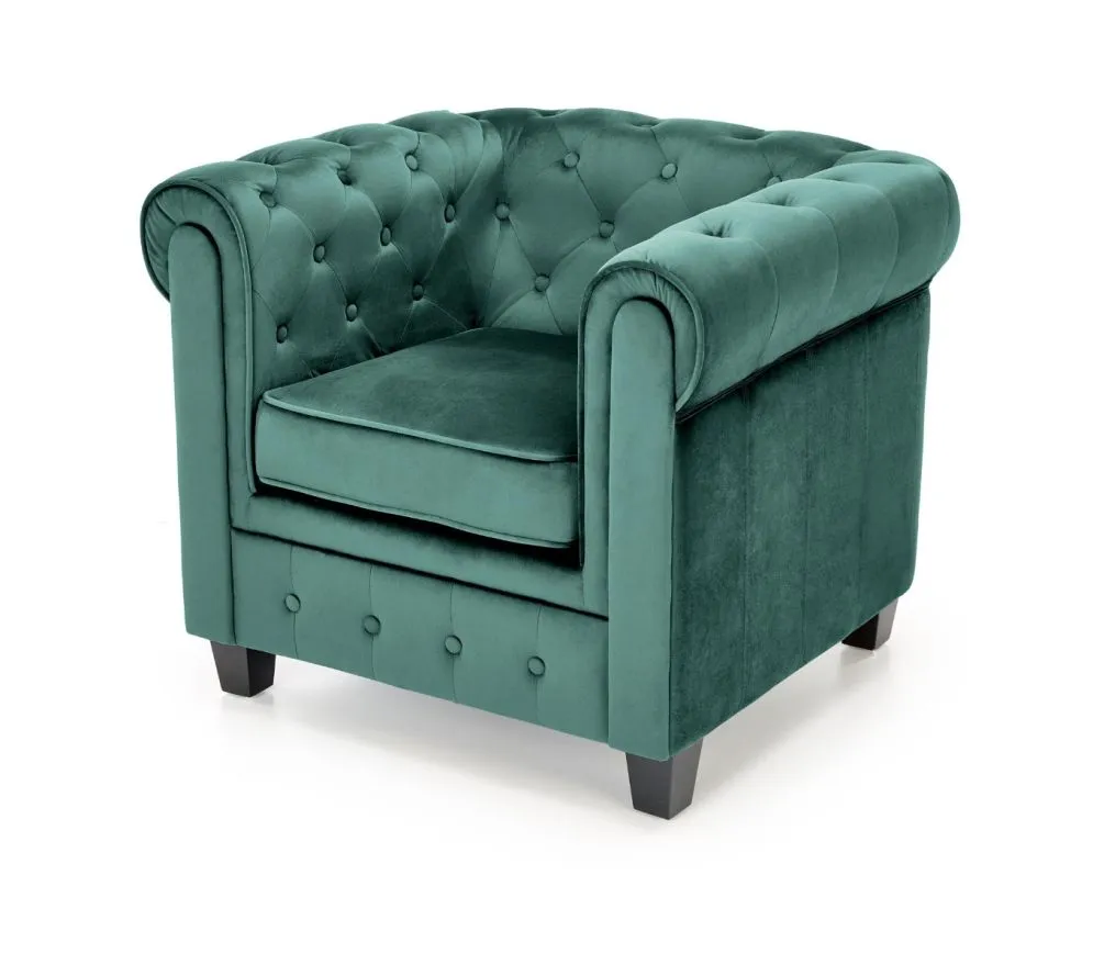 Fotel do salonu ERIKSEN VELVET ciemnozielony w stylu glamour | MIRAT. styl GLAMOUR