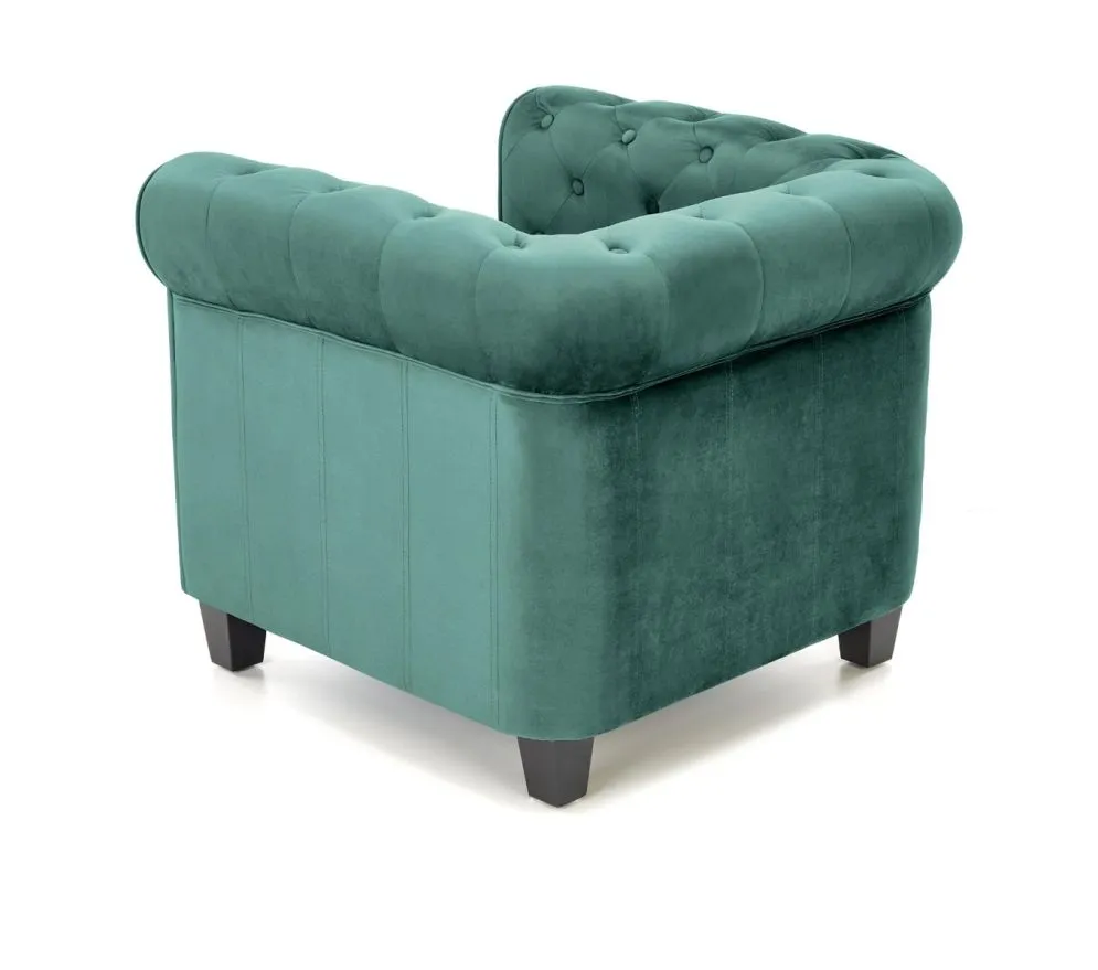 Fotel do salonu ERIKSEN VELVET ciemnozielony w stylu glamour | MIRAT. styl GLAMOUR