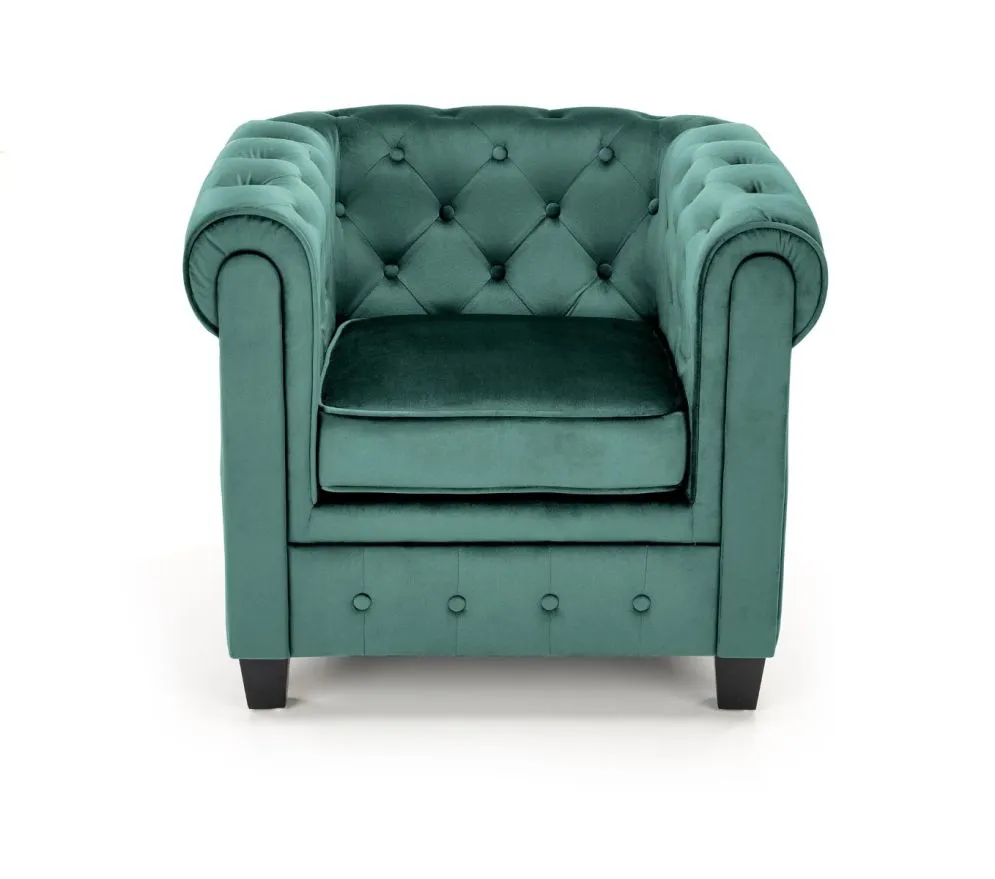 Fotel do salonu ERIKSEN VELVET ciemnozielony w stylu glamour | MIRAT. styl GLAMOUR