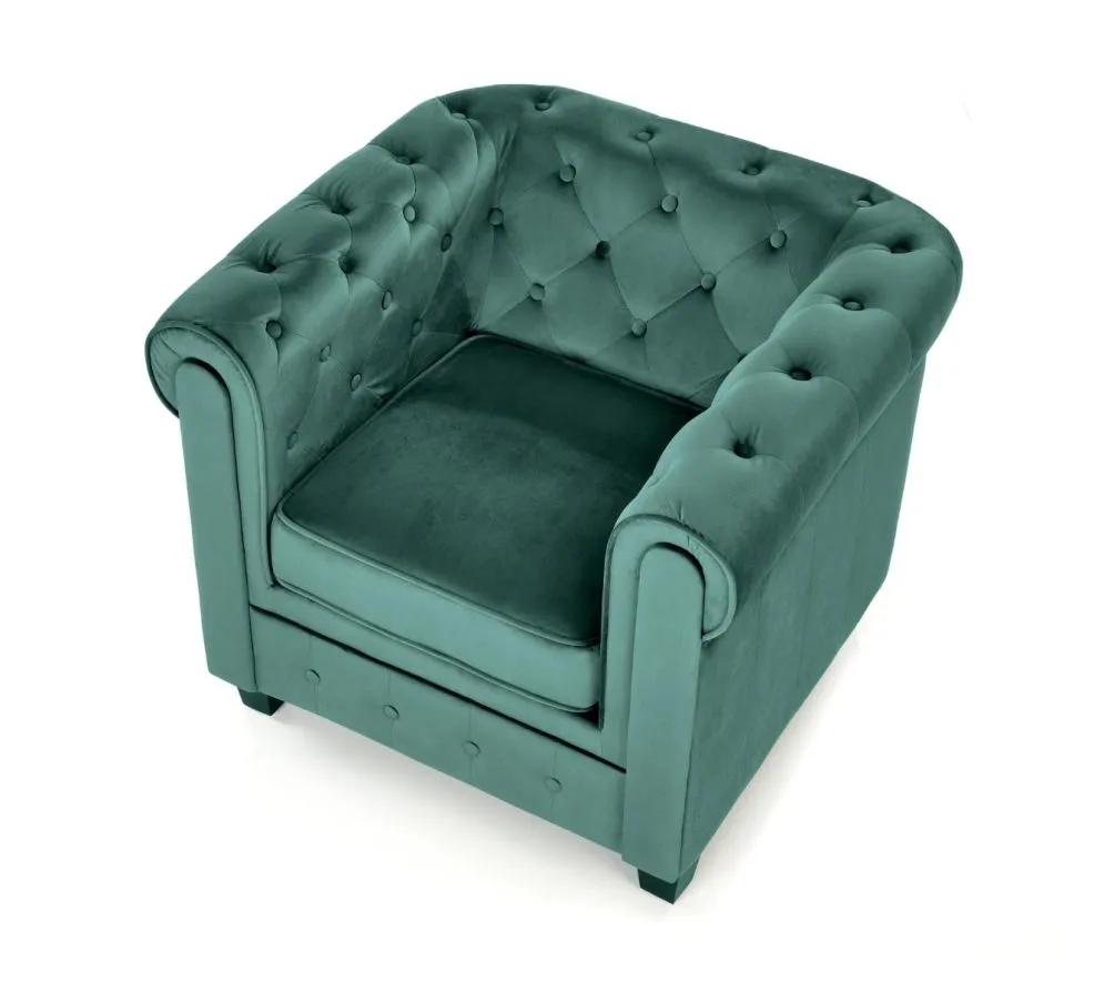 Fotel do salonu ERIKSEN VELVET ciemnozielony w stylu glamour | MIRAT. styl GLAMOUR
