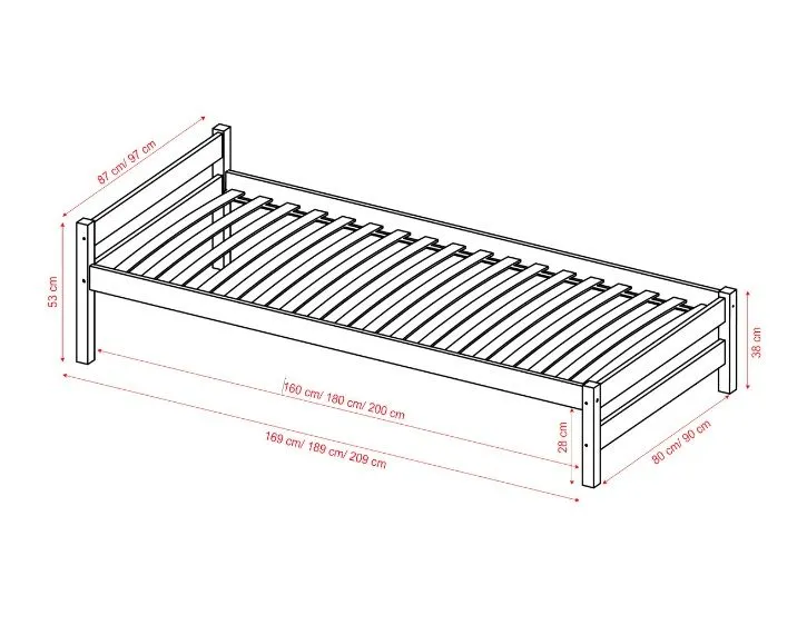 Łóżko młodzieżowe KOX-BED 80x160 sosna naturalna drewniane I sklep meblowy MIRAT. styl SKANDYNAWSKI