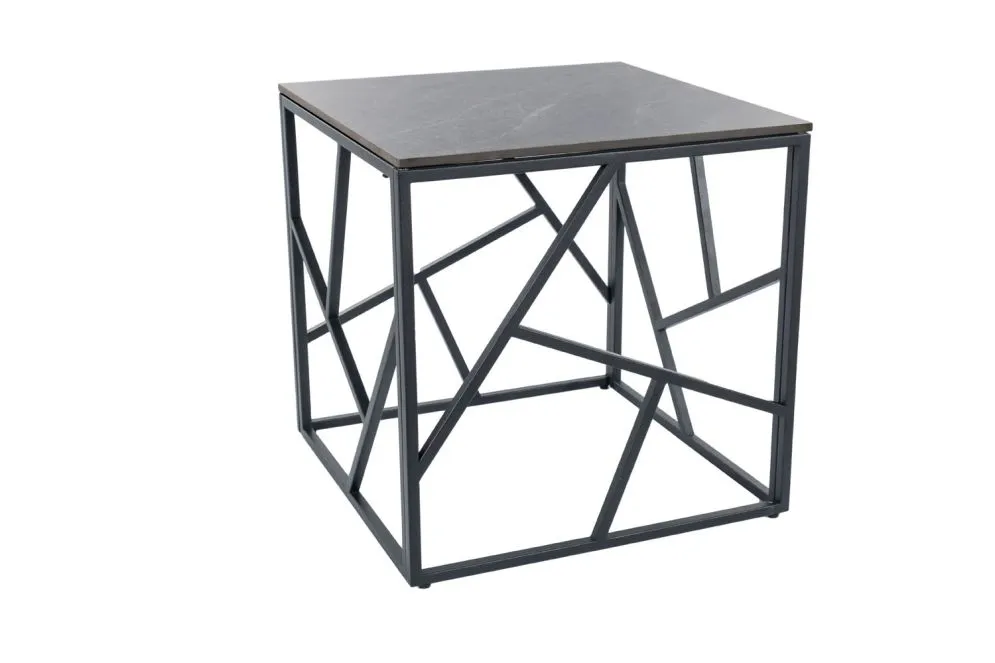 Ława ESCADA B III 55x55 szary marmur/czarna do salonu I sklep meblowy MIRAT. styl LOFT