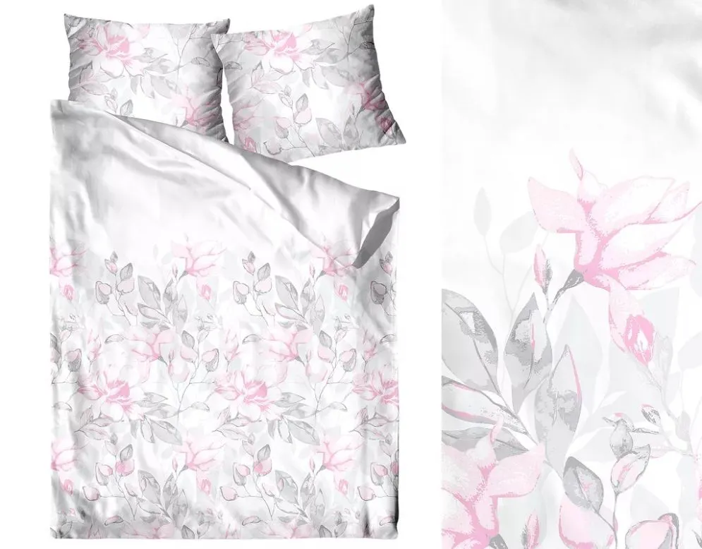 Pościel bawełniana Premium Bielbaw 160x200 Essa różowa w kwiaty  MIRAT.