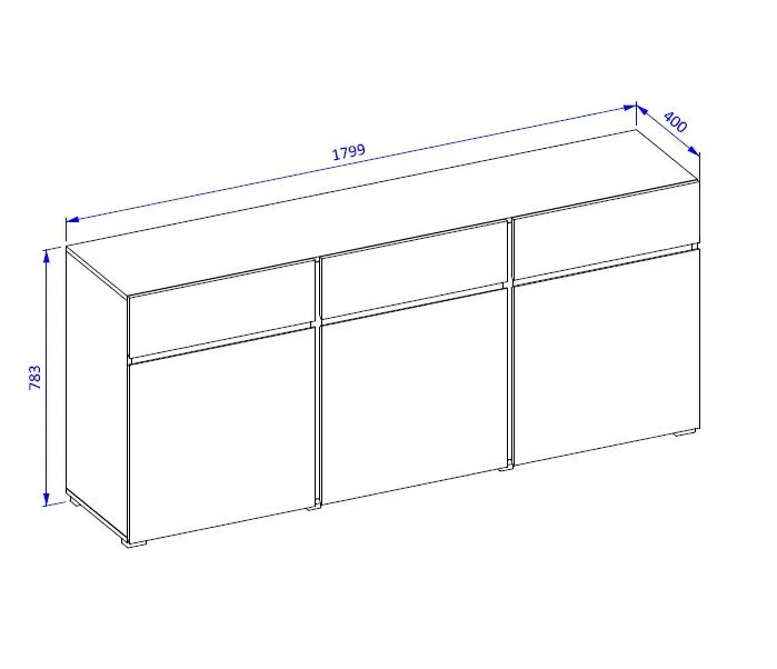 Komoda CROSS 3D3S 180cm biała/czarna trzydrzwiowa I sklep meblowy MIRAT. styl SKANDYNAWSKI