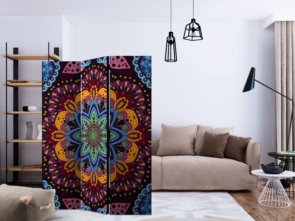 Parawan jednostronny Orient 135x172 cm 3-częściowy fioletowy | MIRAT.