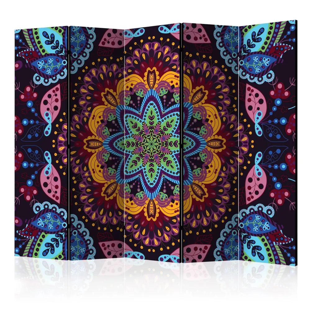 Parawan jednostronny Orient 225x172 cm 5-częściowy fioletowy | MIRAT.