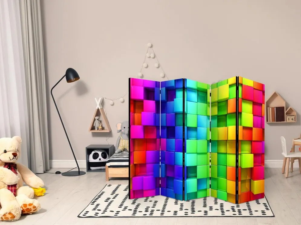 Parawan jednostronny 3D 225x172 cm 5-częściowy różowy | MIRAT.