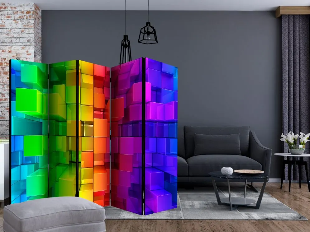 Parawan jednostronny 3D 225x172 cm 5-częściowy niebieski | MIRAT.