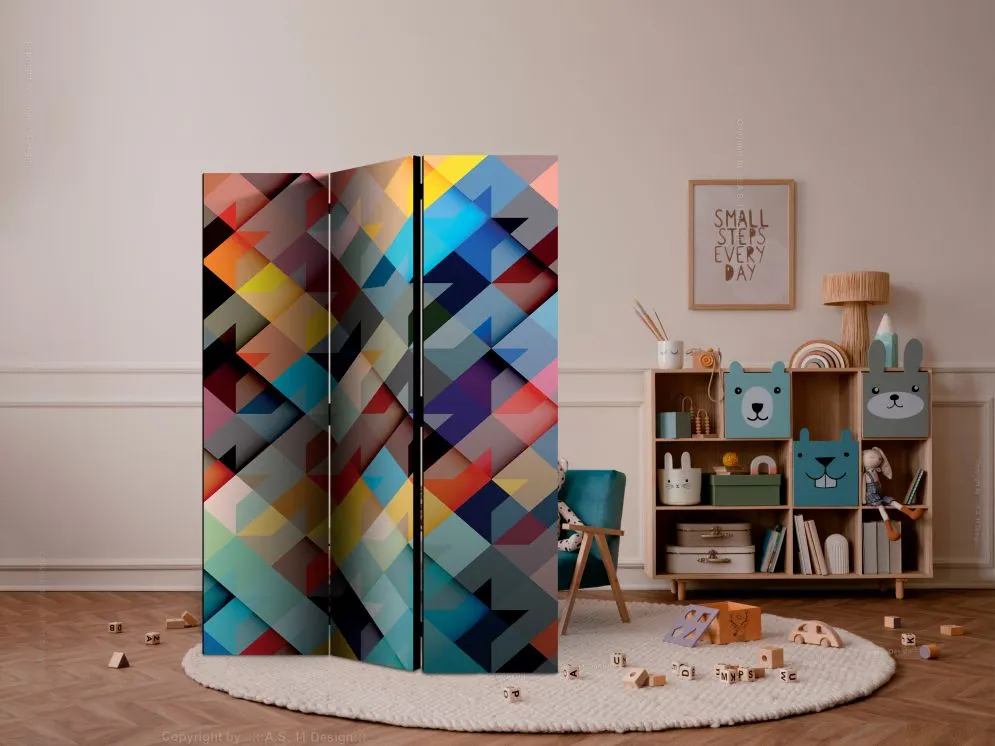 Parawan akustyczny Tła i desenie 135x172 cm 3-częściowy wielokolorowy | MIRAT.