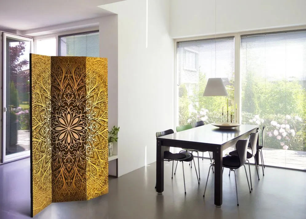 Parawan dwustronny Orient 135x172 cm 3-częściowy brązowy | MIRAT.