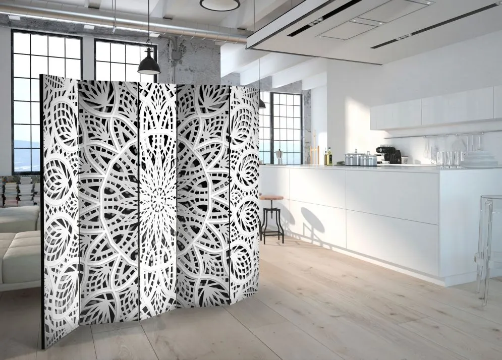 Parawan dwustronny Orient 225x172 cm 5-częściowy czarny | MIRAT.