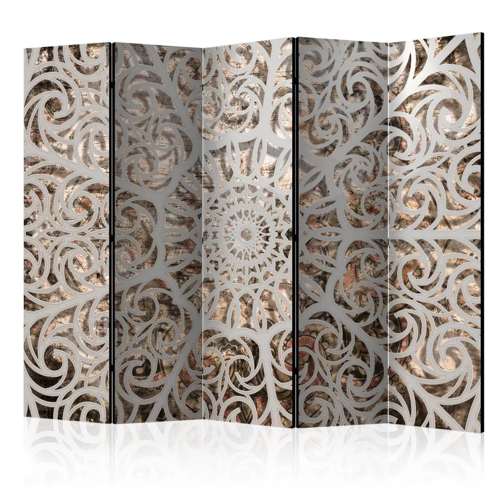 Parawan jednostronny Orient 225x172 cm 5-częściowy szary | MIRAT.