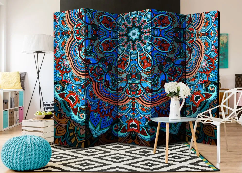 Parawan jednostronny Orient 225x172 cm 5-częściowy wielokolorowy | MIRAT.