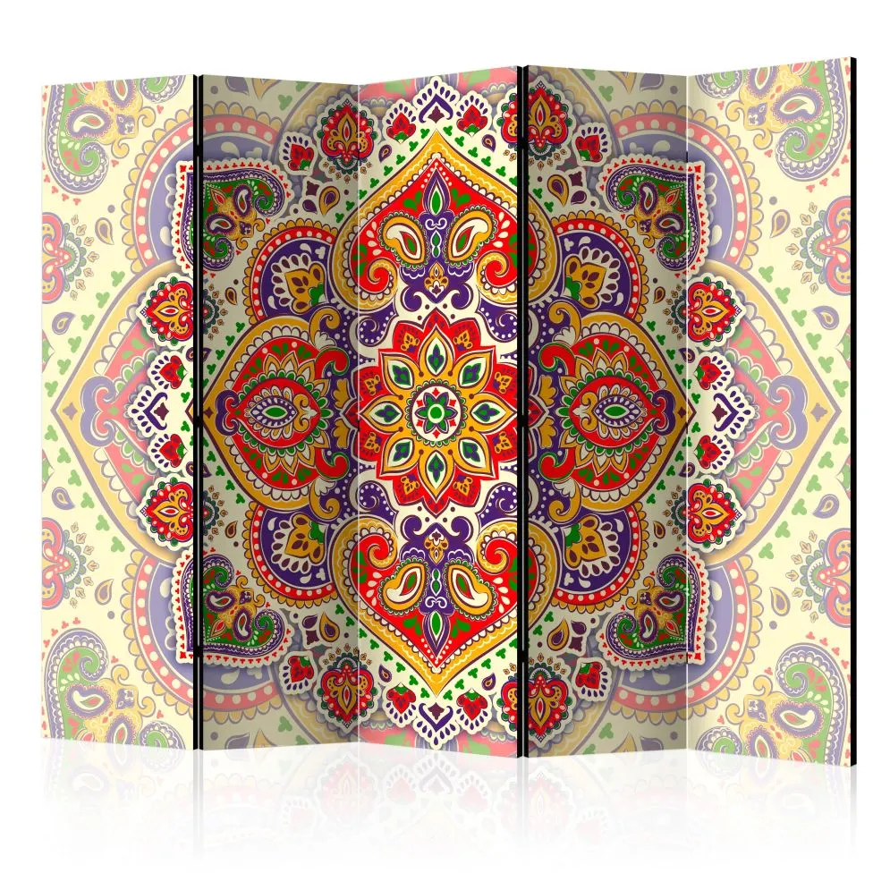 Parawan jednostronny Orient 225x172 cm 5-częściowy wielokolorowy | MIRAT.