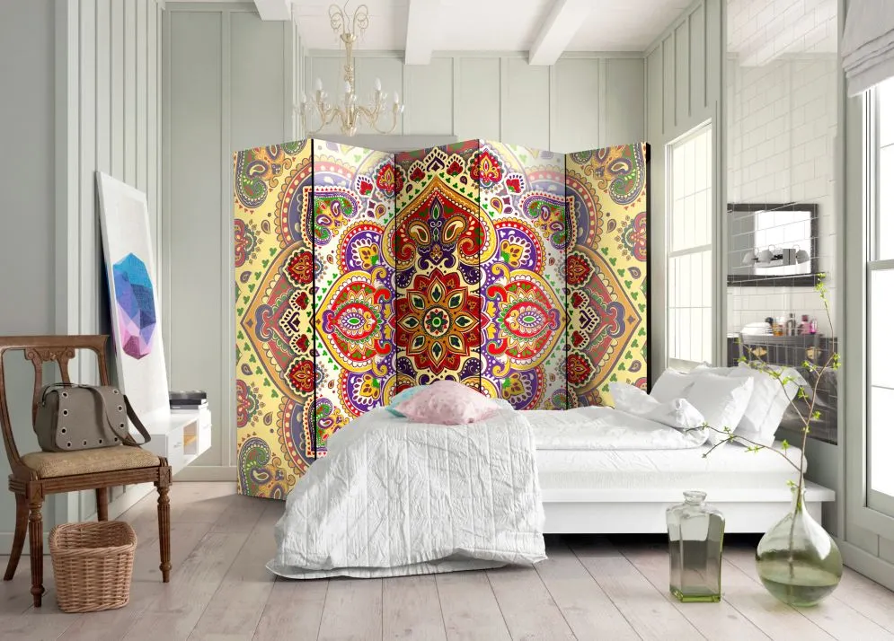 Parawan jednostronny Orient 225x172 cm 5-częściowy wielokolorowy | MIRAT.