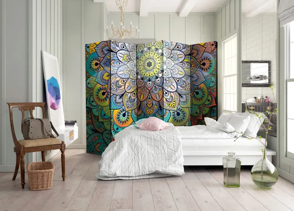 Parawan jednostronny Orient 225x172 cm 5-częściowy wielokolorowy | MIRAT.