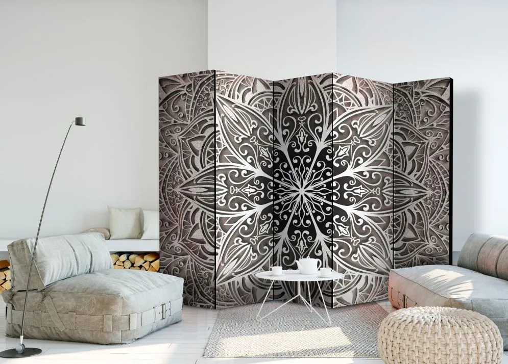 Parawan dwustronny Tła i desenie 225x172 cm 5-częściowy czarny | MIRAT.