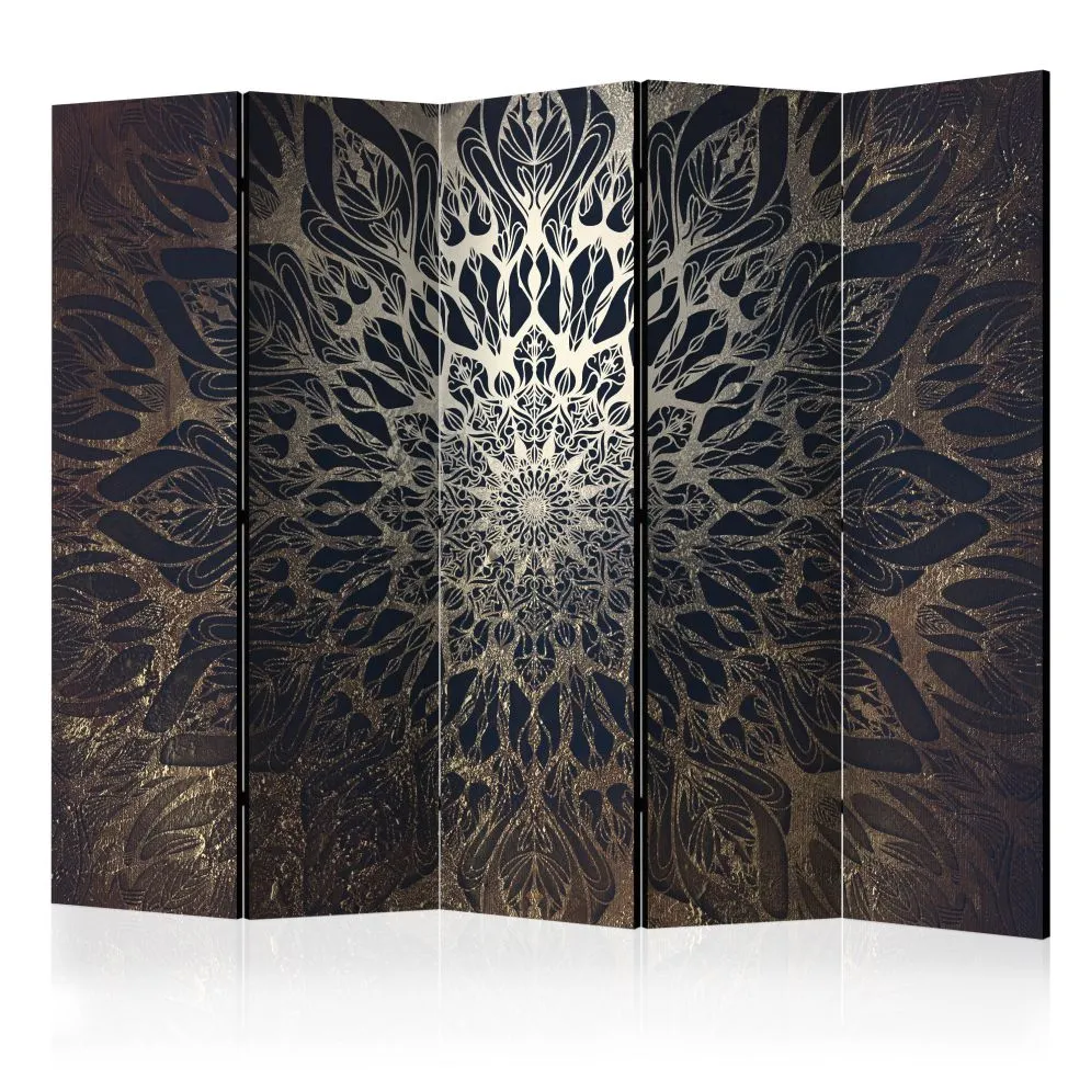 Parawan dwustronny Orient 225x172 cm 5-częściowy czarny | MIRAT.