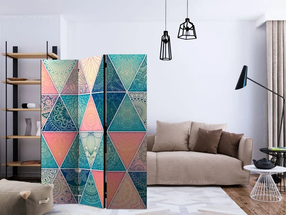 Parawan jednostronny Orient 135x172 cm 3-częściowy szary | MIRAT.
